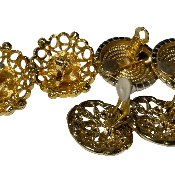 Vintage Lot 3 Pair of Clip On Large Statement Designer Style Earrings Go… - Picture 4 of 7